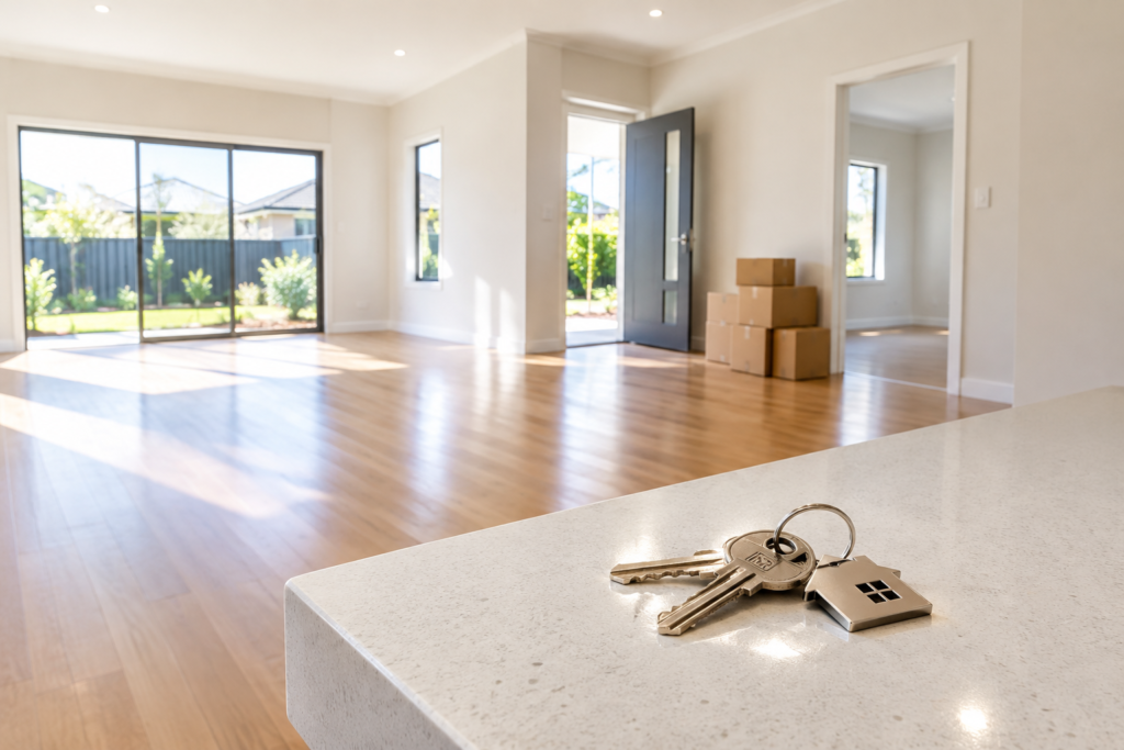 Vacant property with keys ready for settlement in Victoria