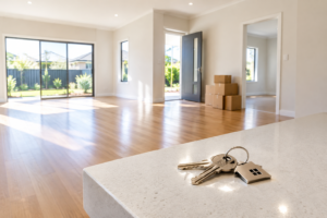 Vacant property with keys ready for settlement in Victoria